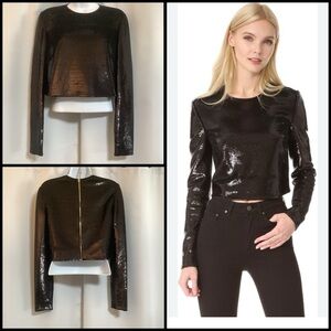 Diane Von Furstenberg Top Women’s Size 0 Sequins Back Zipper Festive Black